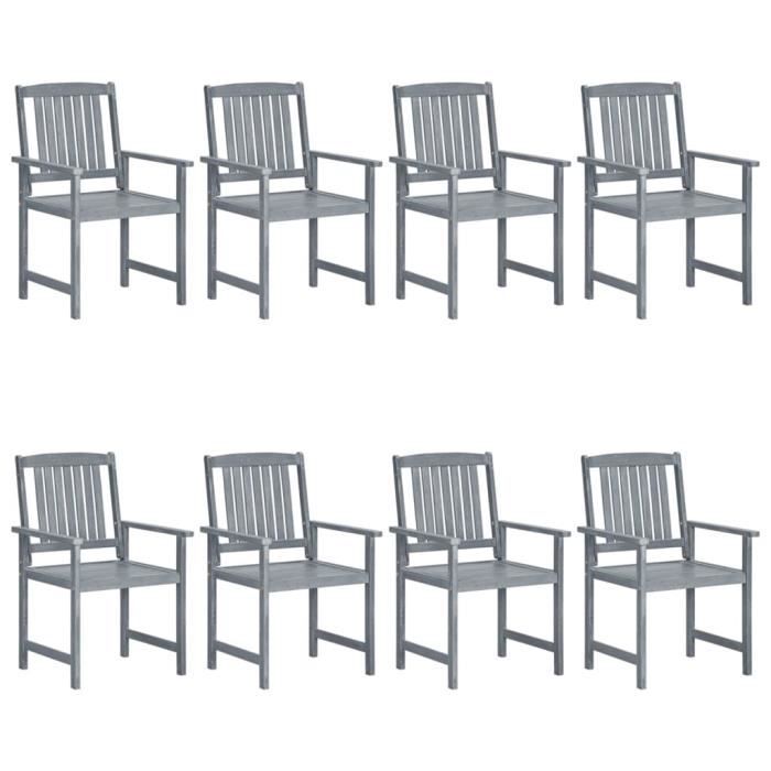 VidaXL Garden Chairs with Cushions 8 Pcs Solid Acacia Wood Grey