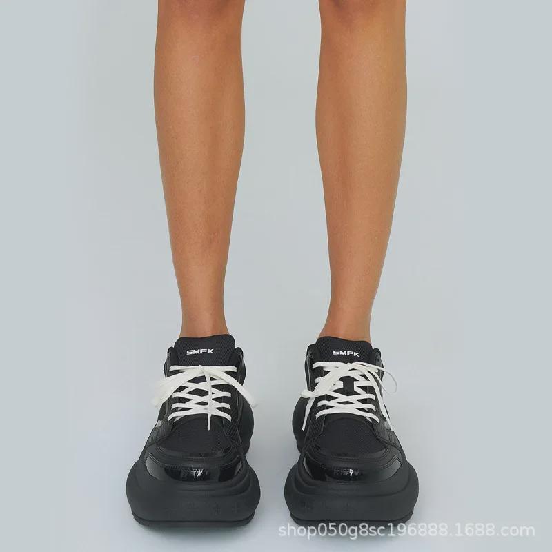SMFKRIPPLE Damen High Heel Mesh Sportschuhe - Atmungsaktiv, Dicksohlig, Höhenverstärkend, Lässige Winterschuhe.