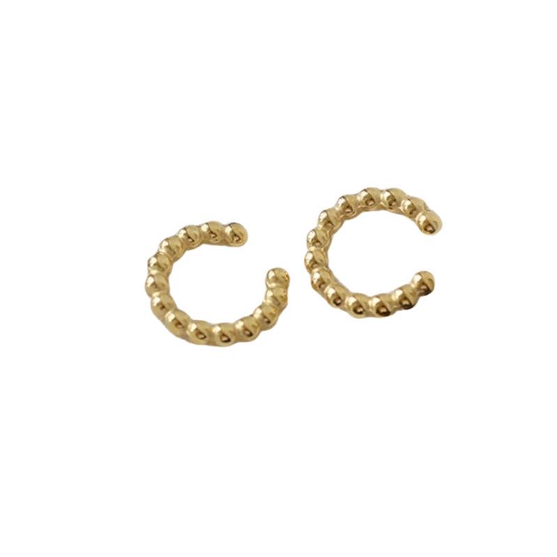 Retro Geometric Titanium Steel Ear Cuff: No Piercing, Layered Metal Texture