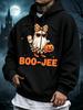 Unisex Hoodie, Halloween, Boo-Jee with Coffee And Pumpkin, Pullover Sweatshirt, Casual Funny Graphic Style, Autumn Winter Party Wear, Leopard Print Bo