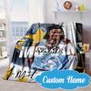 Custom Name Star Player Celebration Blanket Bed Sofa Blanket Flannel Blanket for Camping, Hiking, Picnic Essentials,gift for Fan Family