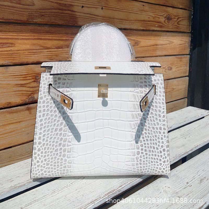 Himalayan second generation 25cm genuine leather crocodile pattern handbag fashion shoulder messenger bag women