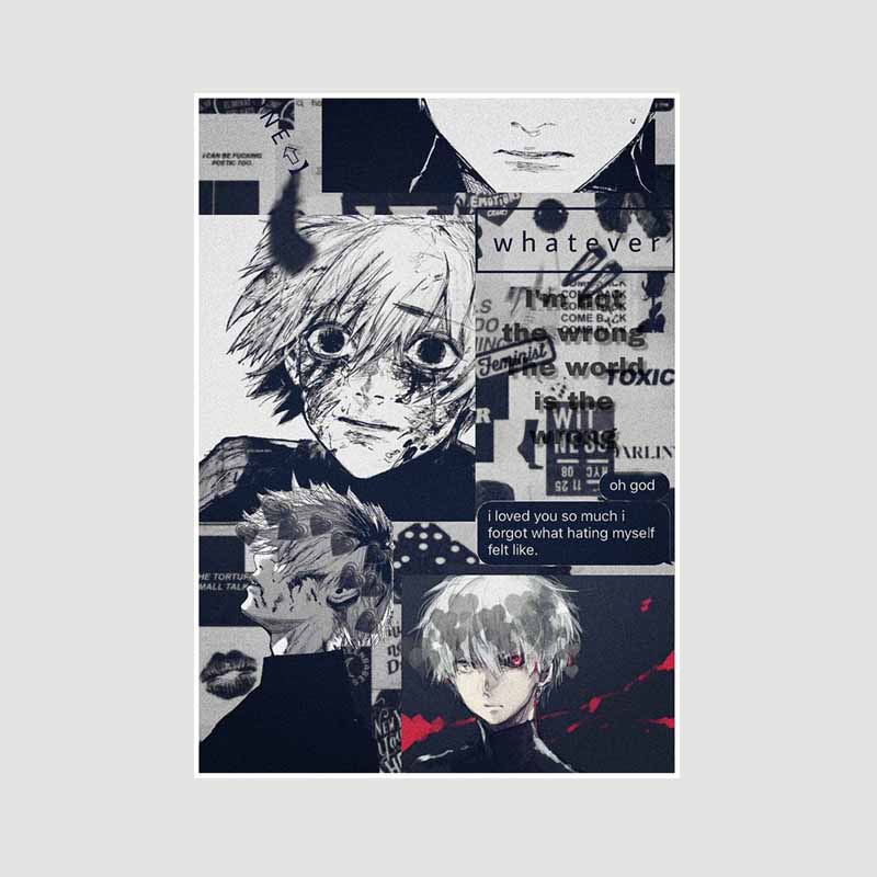 Bílý papír Plakáty a tisky Tokyo Ghoul Klasické japonské anime Nástěnné umění Malba Plakátová nástěnná malba Obrázek Manga Dárek pro fanoušky Pokojová dekorace Domácí dekorace