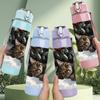 1PC Cat Resting Snow Winter Scene Print 750ml Color Plastic Sports Water Bottle Leakproof Flip Straw Lid Suitable for Sports Office Home Use