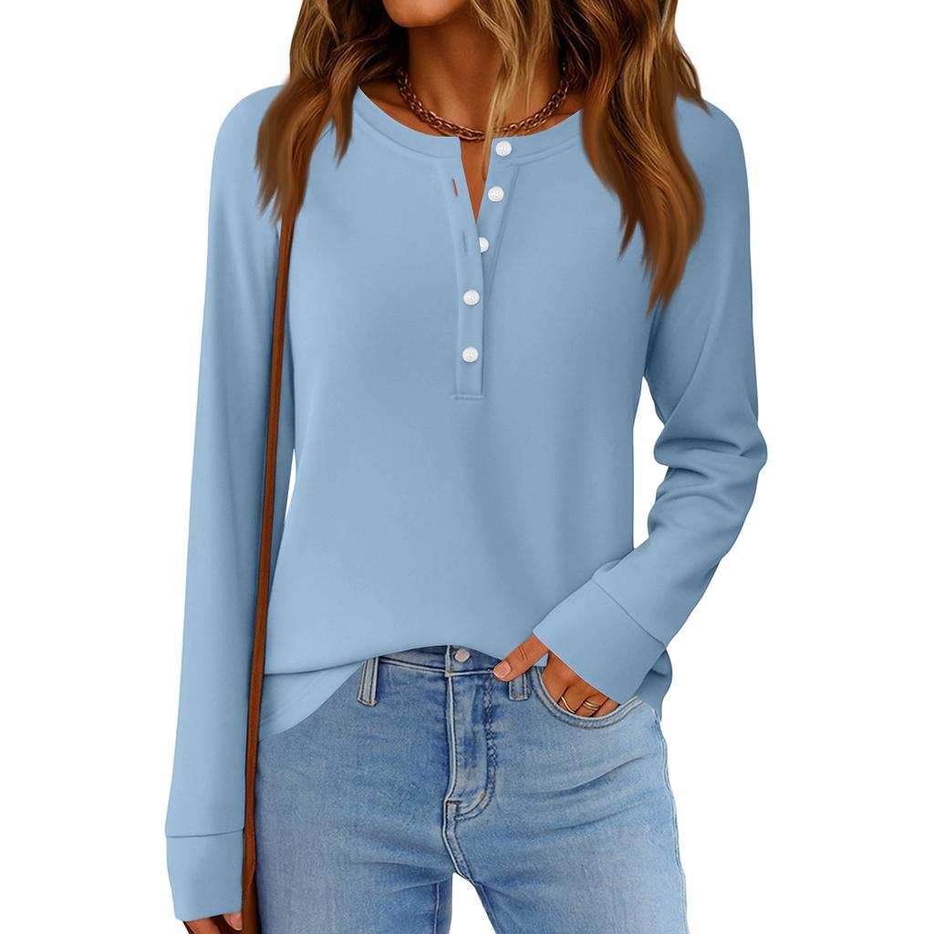 Women's Fashion  Loose Long Sleeve Round Neck Casual Top
