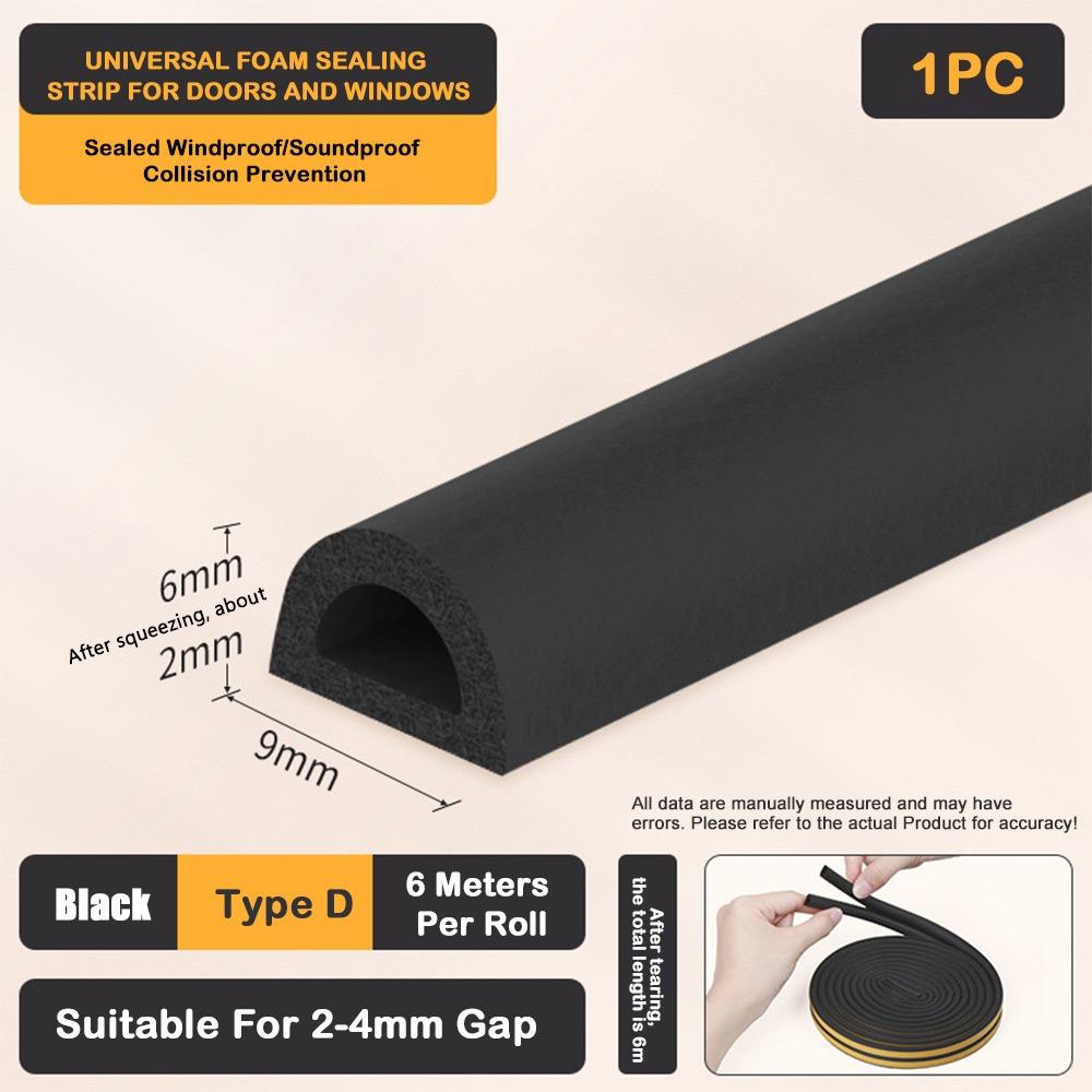 Self Adhesive Weather Stripping Door Seal Strip EPDM Windproof Door Seal Strip Anti Collision 6Meters Weatherstrip for Window