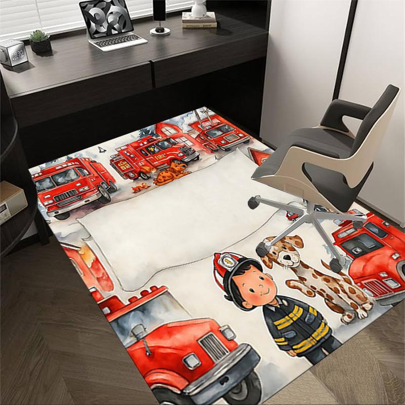 1PC Firefighter Dog Non-Slip Floor Carpet Compatible for Office&Living Room&Bedroom&Dining Room -  Soft & Pattern, Vibrant Colors-H0373