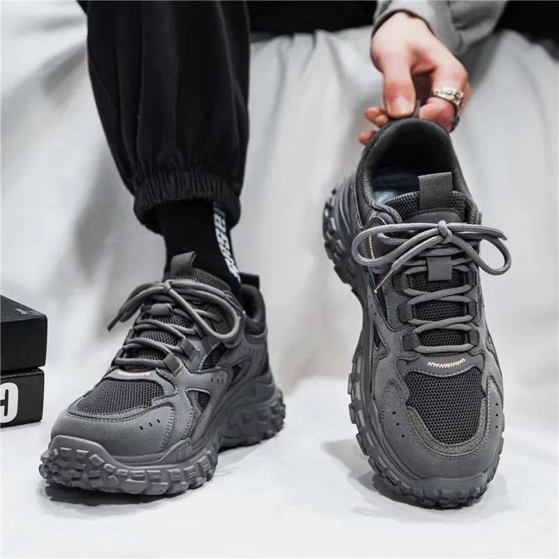 Spring Casual Men's Shoes 2025 New Mesh Breathable Running Shoes Fashionable Thick Soled Work Non Slip Sports Shoes