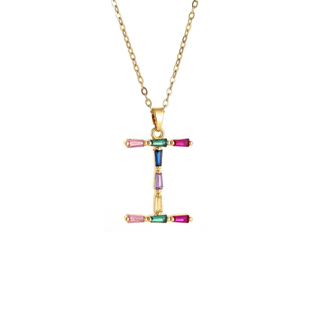 Ladies' Diamond & Colored Gemstone Metal Necklace, Heavy Craftsmanship Premium Design Initial Necklace, Gift for Women, Holiday Present, Party Jewelry