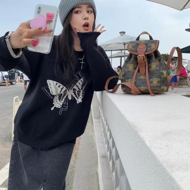 

Мягкий вязаный свитер с бантом, осенне-зимний пуловер, свитер с напуском, с длинными рукавами, вязаный свитер, пуловер, женский топ One Size чёрный