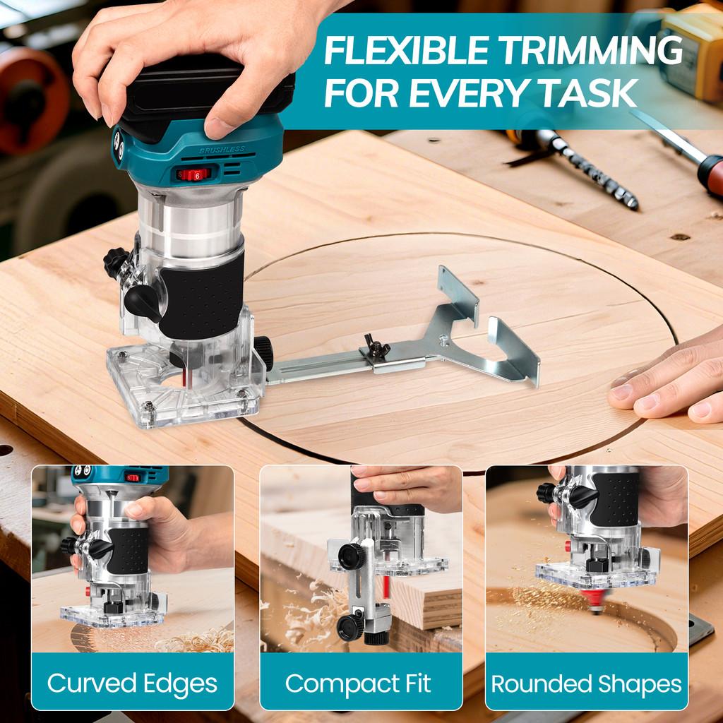 2-in-1 6 Geschwindigkeiten Mehrzweck Holzbearbeitung Gravur Fräser Akku-Holzfräse Bürstenloser Elektrischer Handtrimmer