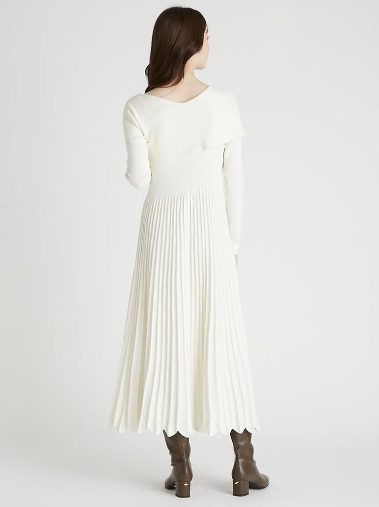Selford Asymmetric Knit Dress CWNO255026IVR38 Off-the-Shoulder