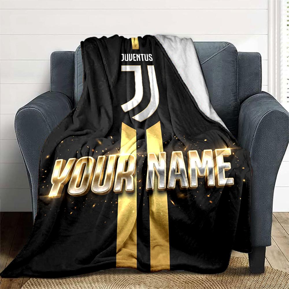 1pc Personalized Name Juventus Blanket, Gift, for Men and Women, Soft Blanket, Good for Sofa Bed Couch Travel, Lightweight Flannel Blanket
