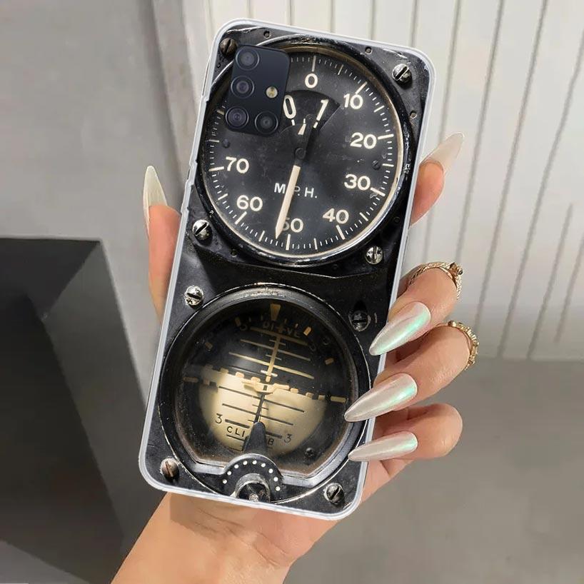 Aviation Aeroplane Helicopter Cockpit Instrument Phone Case for Samsung Galaxy A52 A32 A22 A12 A02S A50S A30S A10S Note 20 Ultra Samsung A22 4G