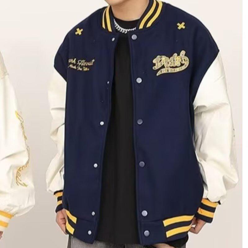 

Американская бейсбольная куртка реглан с цветными блоками и вышивкой на осень/зиму L: 155-165cm (55-60 kg)