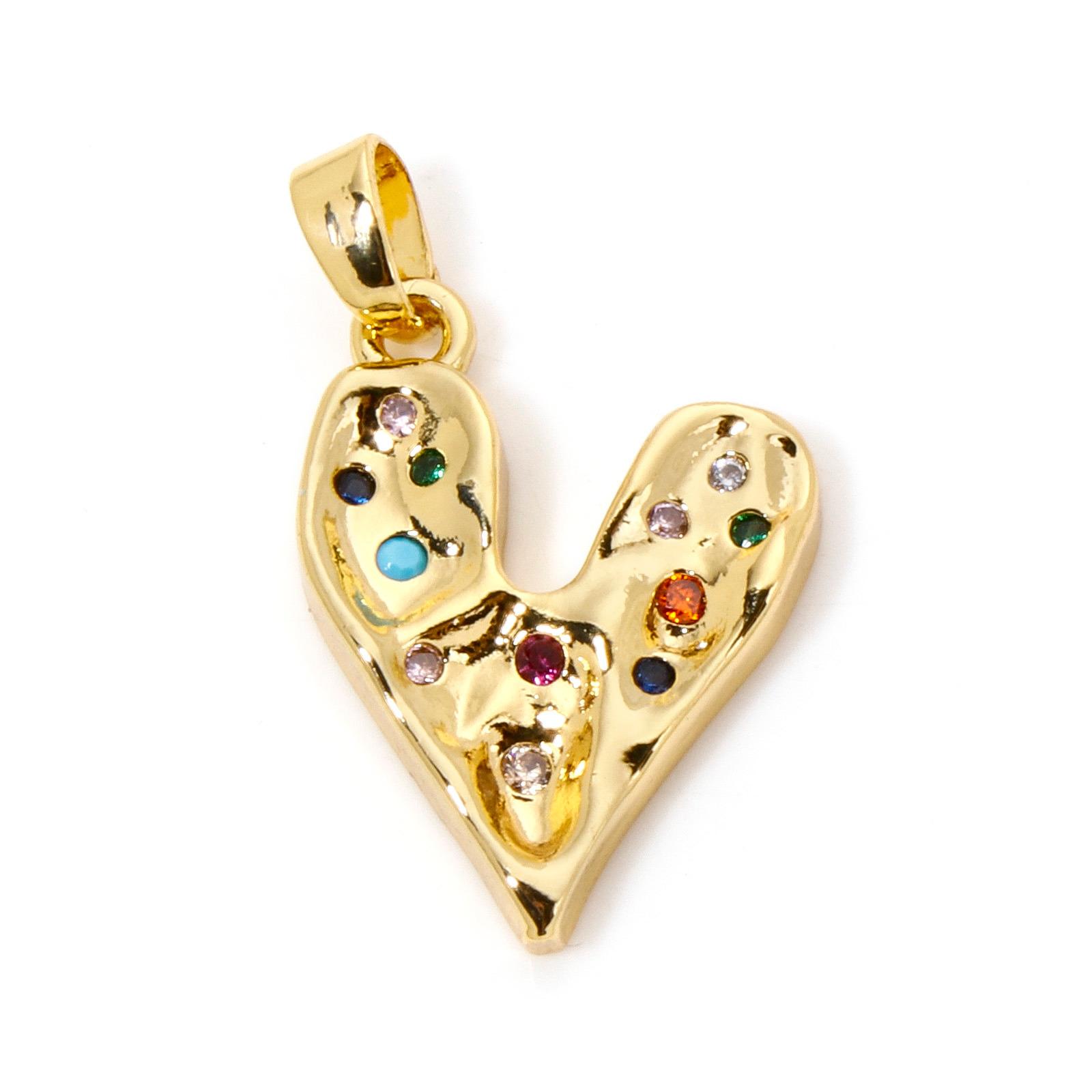 

1 Piece Brass Valentine s Day Charms Multicolor Heart Multicolour Cubic Zirconia Pendants For DIY Necklace Jewelry Making