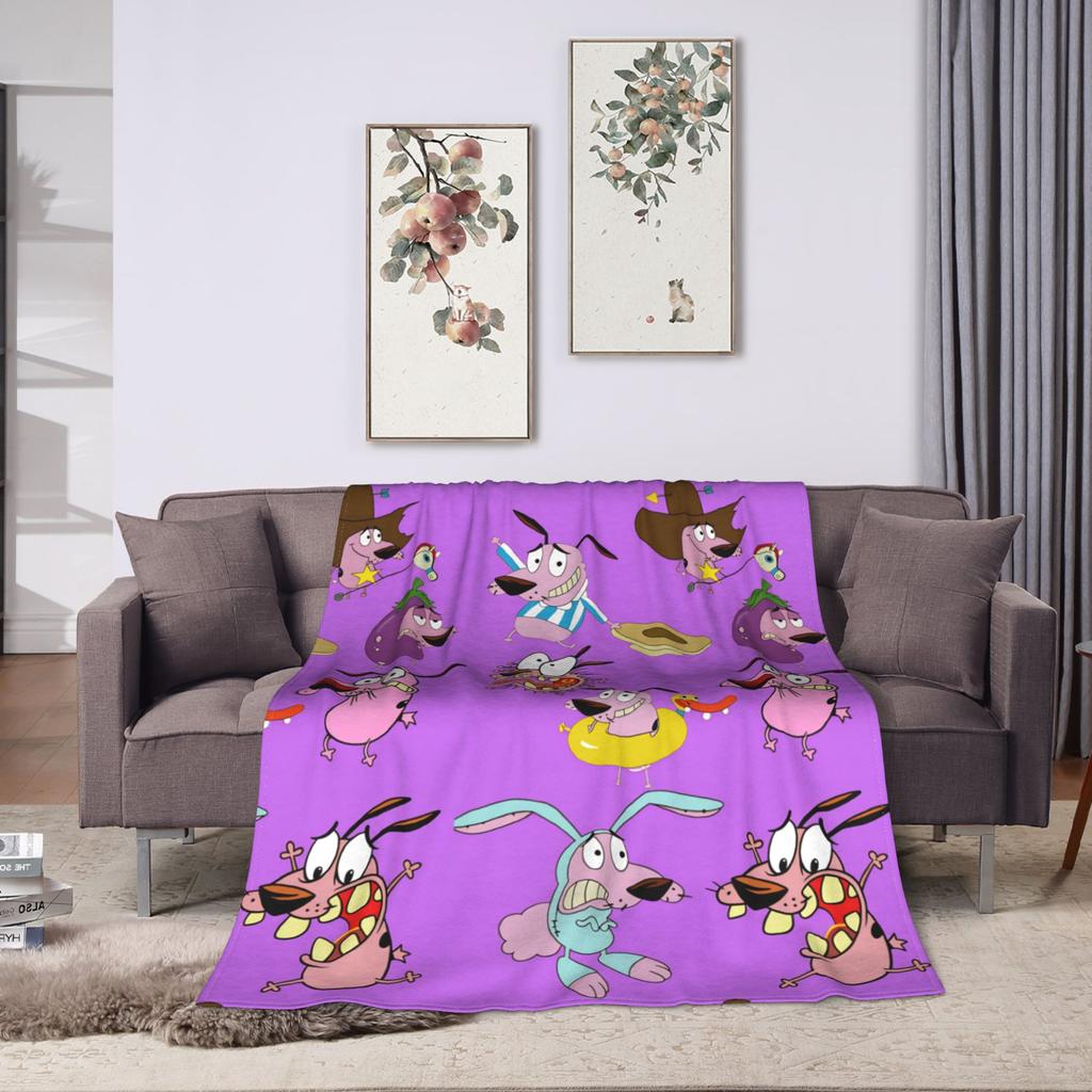 Super Warm Blanket Camping Courage Cowardlys Dog Throw Blanket Cartoon Flannel Bedspread For Bedroom Street Trend Sofa Bed Cover
