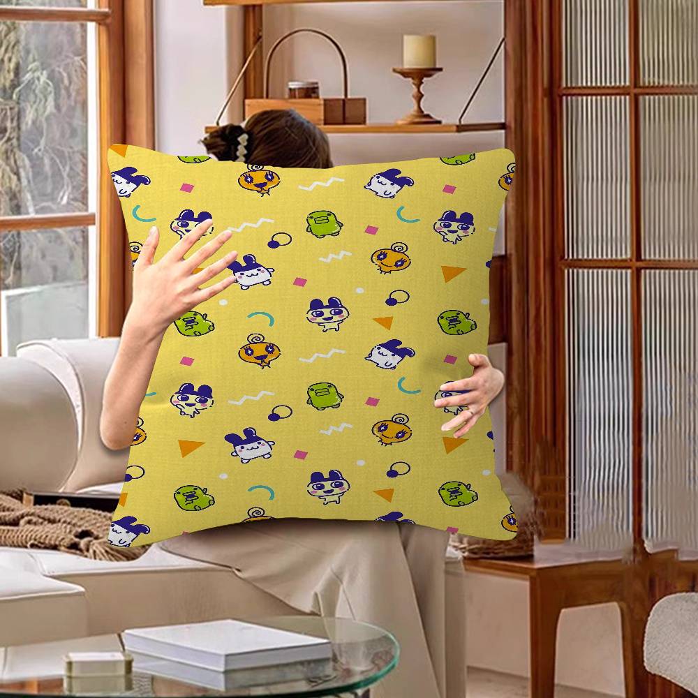 Game Fanart Cute Cartoon TTamagotchi Pillow Cushion Cover Pillowcase Living Room Sofa Home Decor Customized