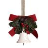Christmas Bell Decoration Bowknot Decor Hanging Decorative Bell with Pine Branches Red Fruits Indoor Outdoor Ornament