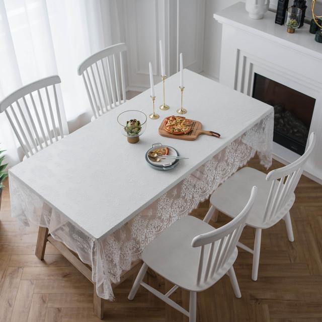 American Country Lace Tablecloth Black White Napkin Tea Table Eyelash Cafe Book Table Cloth