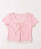 WEGO PHILLY Lace Layered Faux Summer Girly Size Pink Cardigan, Cardigan, Women's, F,