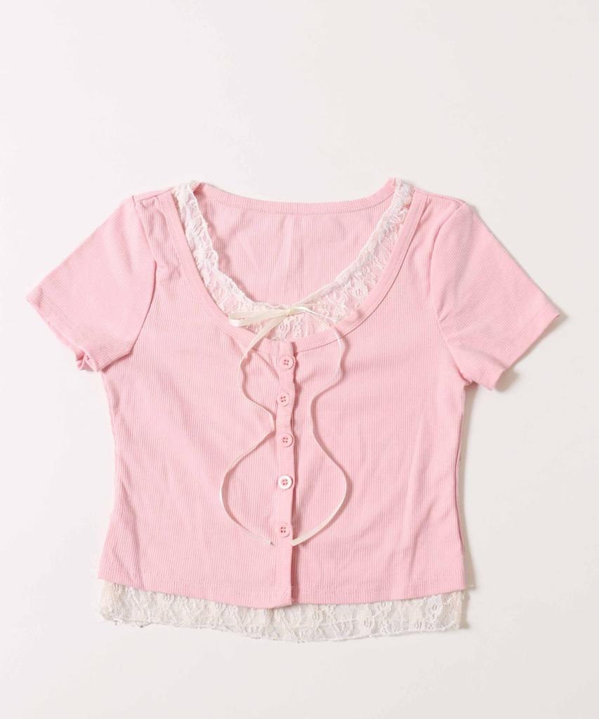 WEGO PHILLY Lace Layered Faux Summer Girly Size Pink Cardigan, Cardigan, Women's, F,