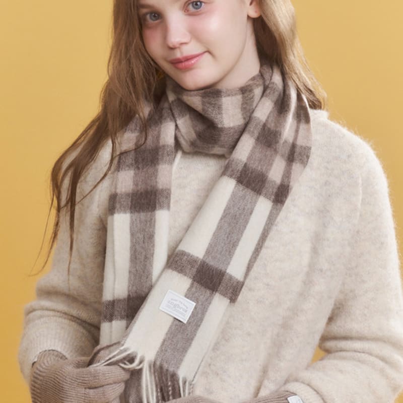 

ENGBROX soft check wool muffler_3 colors white