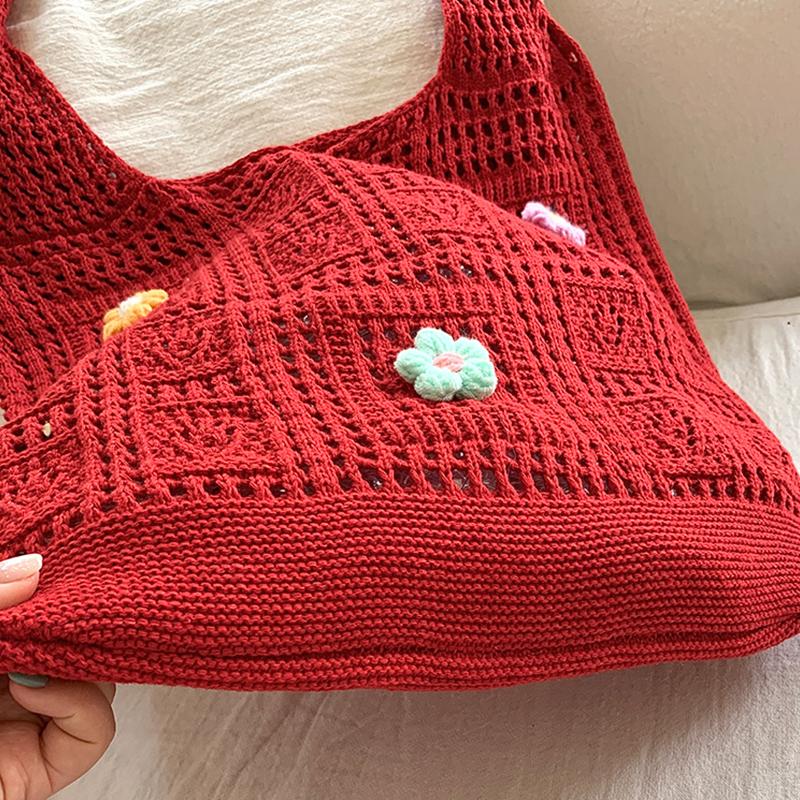 Basit Tığ İşi Tote Çantalar Moda Oyuk Örgü Kadın Çantaları Günlük Kadın Omuz Çantaları Bayan Alışveriş Üst Saplı