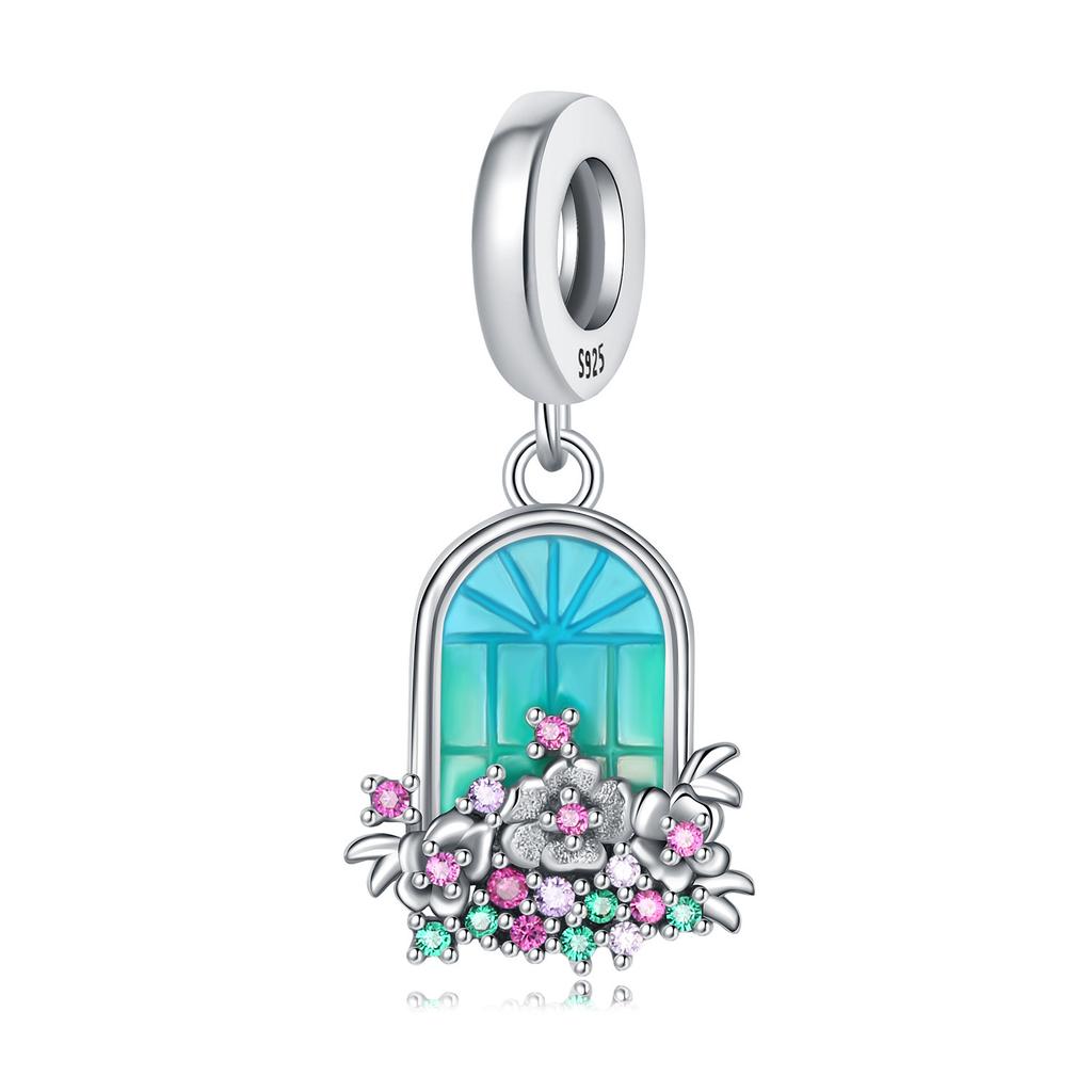 Copper Purple Iris Flower Pendants Bracelet Charms Fit Women Jewelry Party Beads Diy Exquisite Gifts Accessory