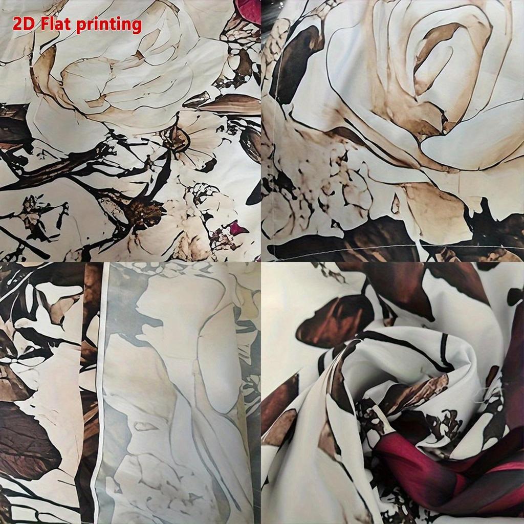 Set da 2 Pezzi di Tende Stile Vittoriano con Stampa Floreale di Rose Vintage, Con Tasca per Asta