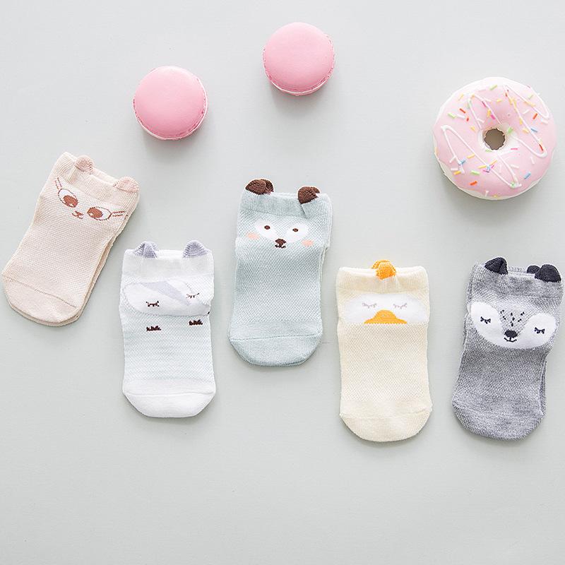 YWHUANSEN 5 Pairs/lot Summer Mesh Socks For Newborns Baby Cute Cartoon Socks For Girls Thin Soft Cotton Boy Child Socks Infants