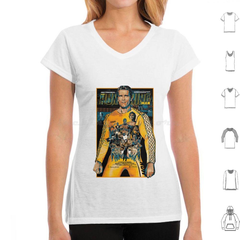 The Running Man Poster T Shirt Big Size 100 Cotton The Running Man Arnie Schwarzenegger Movie Action 80s Retro Geek Arnold