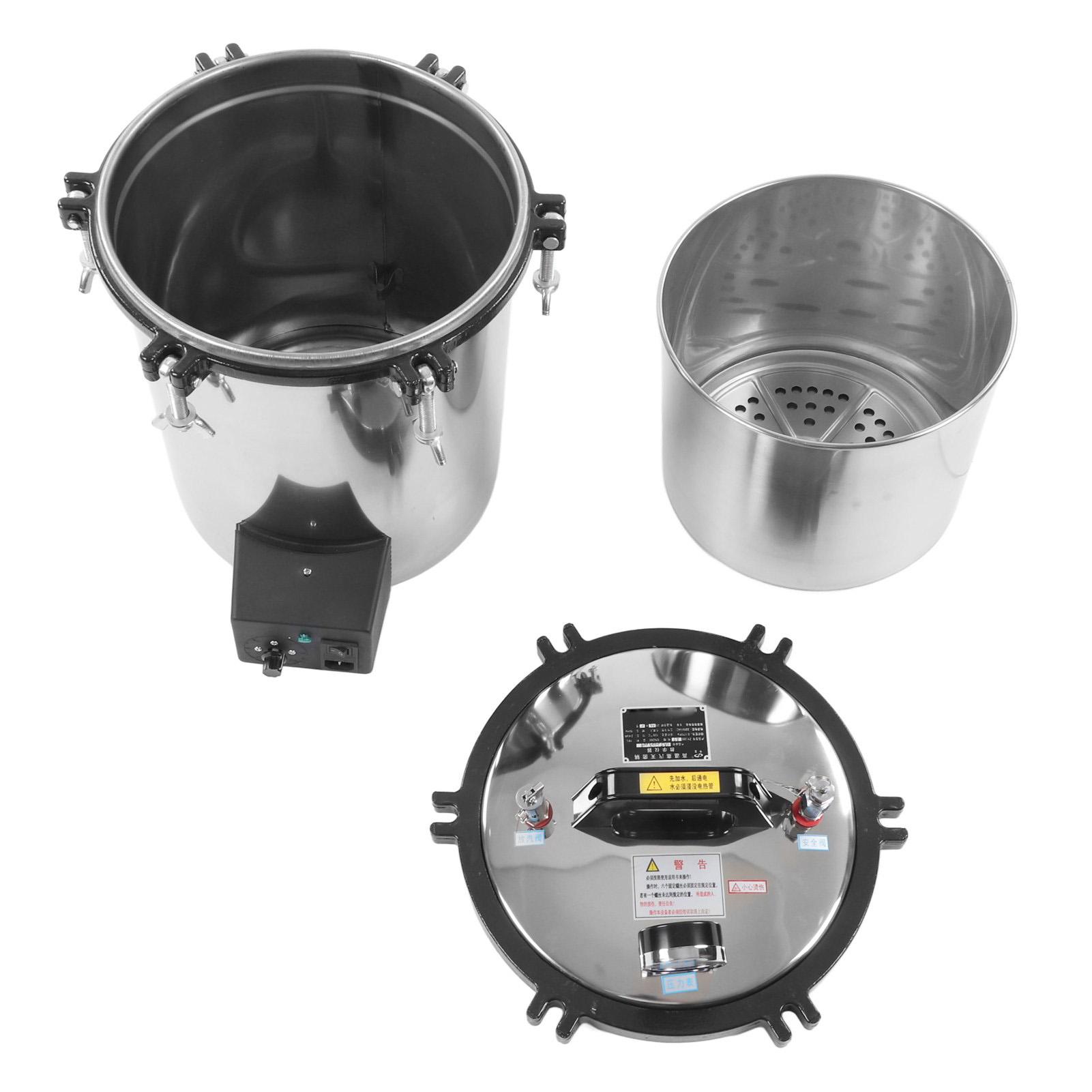 

Steam Autoclave Timed Automatic Stainless Steel High Pressure Temperature Pot Machine for Lab 18L EU Plug 220V