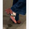 Elegant Retro Spliced Color Commuter Chunky Heel Women's Shoes Spring New One-Strap Mary Jane Shoes Comfortable Casual Footwear