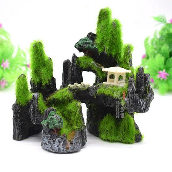 Aquarium Rockery Windmill Decoration with Air Pump-Driven Water Wheel