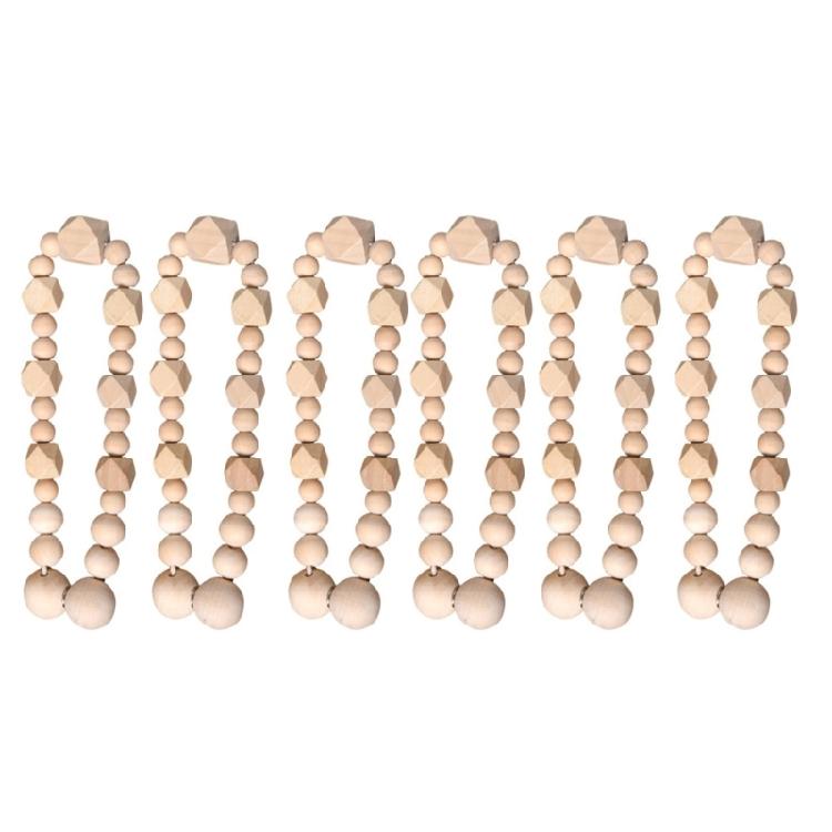 Wood Beads Curtain Holdbacks 6 Pack Magnetic Clasps Window Drapery Holder Tiebacks for Effortlessly Vintage Elegant