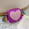 Women Girls Love Heart Handbag Kids Bag Messenger Shoulder Bag Rainbow Shoulder Strap Crossbody Bag