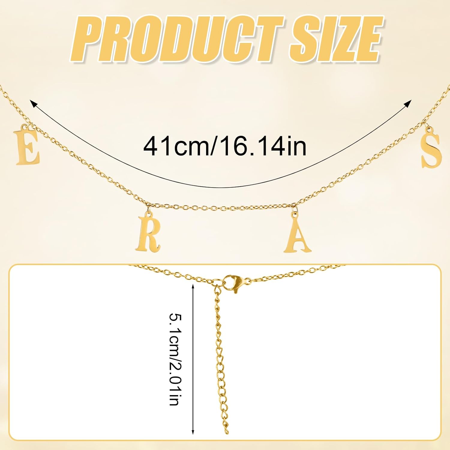 Eras Necklace, Inspired Letter Pendant Necklace Album Gift Jewelry Tour Concert Outfit for Women Girls Fans Music Lover (Gold)