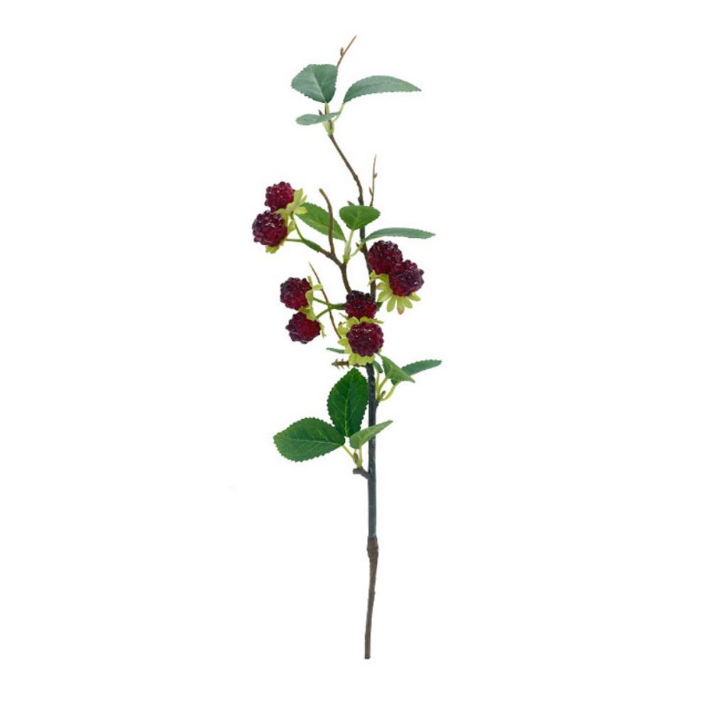 

Red Berry Raspberry Artificial Plant Green Leaves Accessories Faux Fruit Floral Arrangement DIY Simulation Berry Branches