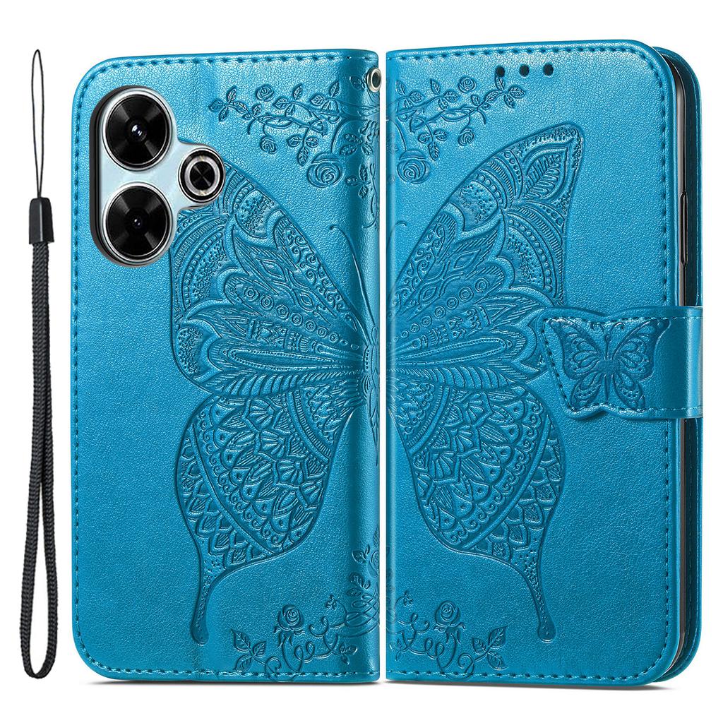 For Xiaomi Redmi 13 5G/13 4G Case Stand PU Leather Phone Cover Butterfly and Flower Imprinted