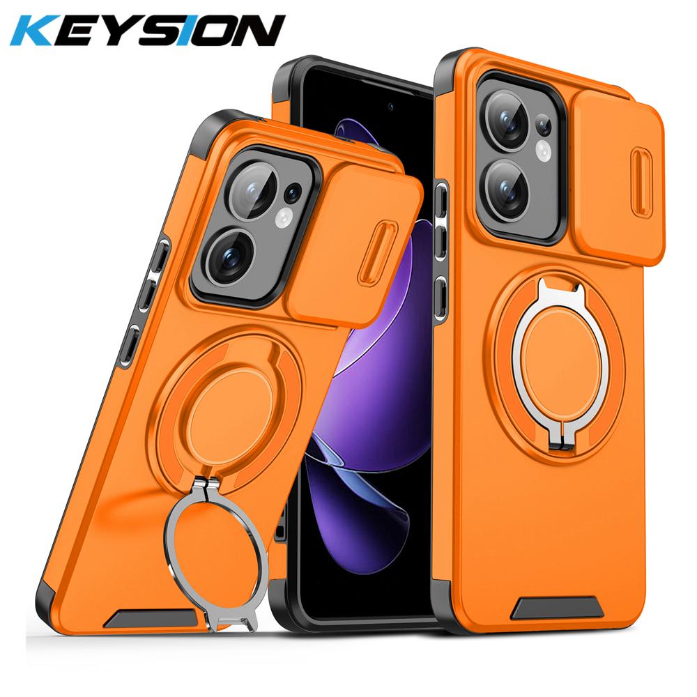 

KEYSION 360° Чохол-підставка для телефону для OPPO Reno13 Pro 5G Зсувний захист камери Магнітний протиударний чохол для OPPO Reno13 F 5G for OPPO Reno13 F 5G помаранчевий