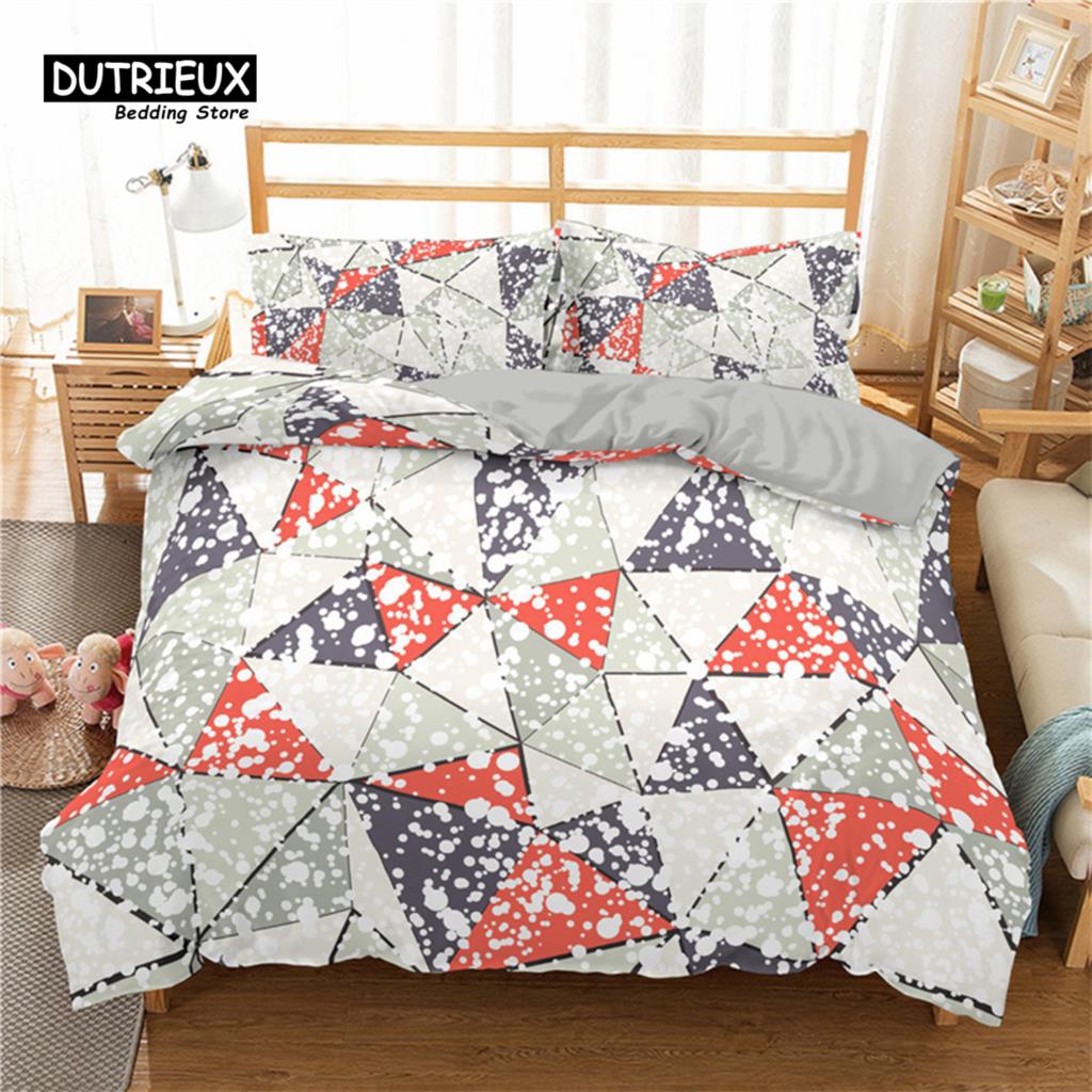 Soft Geometric Bedding Set King Queen Size Microfiber Honeycomb Pattern 3D Print Duvet Cover With Pillowcases Bedroom Decorative