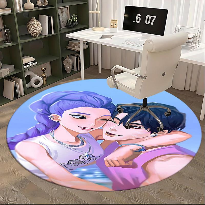 1pc Anime Design Round Carpet - Office Chair Mat with Cute Dog Print, Non-Slip Rug for Home Decor