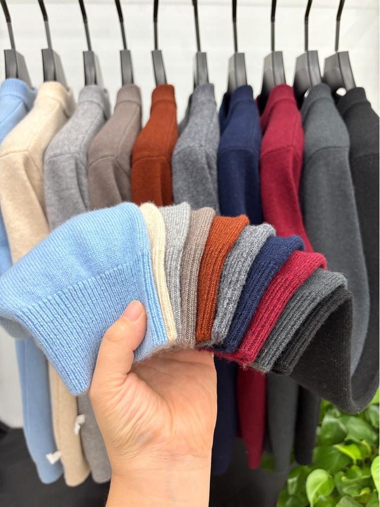Men's Autumn/Winter Wool Sweater - Half-High Collar, Solid Color, Long Sleeve, Skin-Friendly, Warm Base Layer