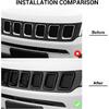Grill Inserts Grille Cover Frame Trims Kit for Jeep Compass 2017 2018 2019 2020 (Black)