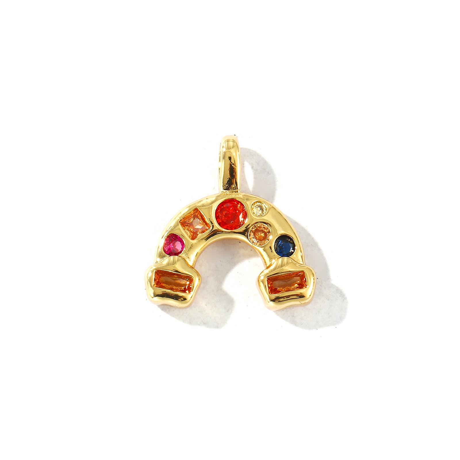 

2 Pcs Weather Collection Charms Multicolor Rainbow Micro Pave Cubic Zirconia Brass Pendants For DIY Necklace Making 17mm x 17mm