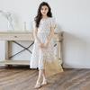 Kids Big Girls Korean Style Polka Dot Short Sleeve Fringe Hem Long Princess Dress
