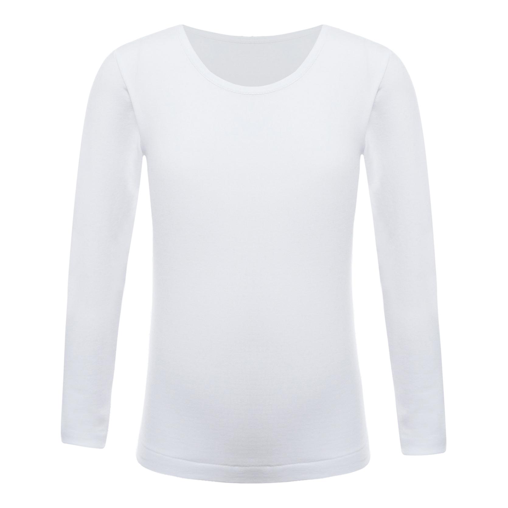 

Детские однотонные тонкие флисовые рубашки с длинными рукавами для девочек, эластичные термостойкие пуловеры с круглым вырезом, топы белый