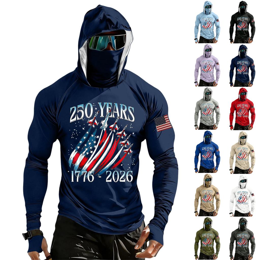 Herren Kapuzenpullover mit Raglanärmeln, Langarm-Sonnenschutzkleid, Leichtes atmungsaktives Outdoor-Sportoberteil mit Kapuze und Daumenlöchern