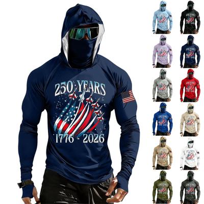Men's Casual Raglan Sleeve Hoodie Long Sleeve Sun Protection Shirt Lightweight Breathable Outdoor Sports Top with Hood and Thumb Holes